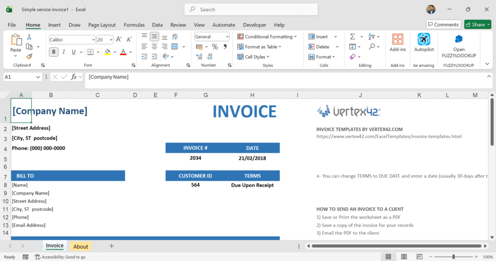Professional freelance invoice template excel with UPI and bank details